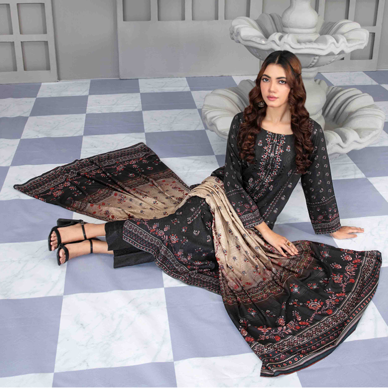 Dilsah D-5181 Embroidered Viscose Silk Jacguard Digital Print