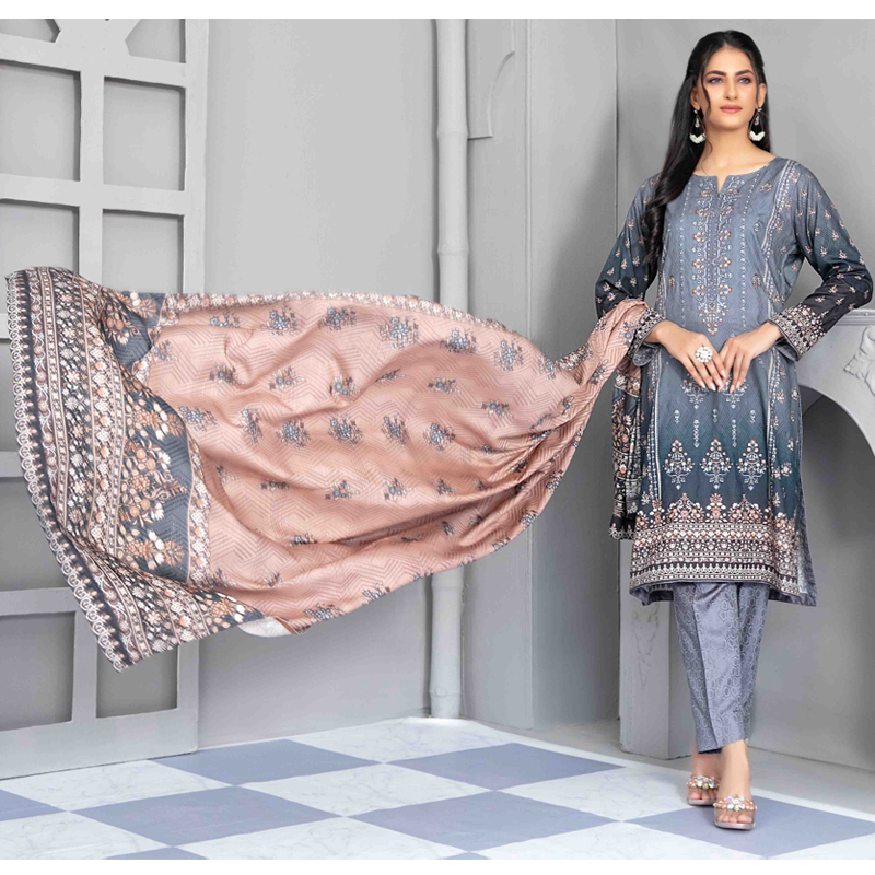 Dilsah D-5183 Embroidered Viscose Silk Jacguard Digital Print